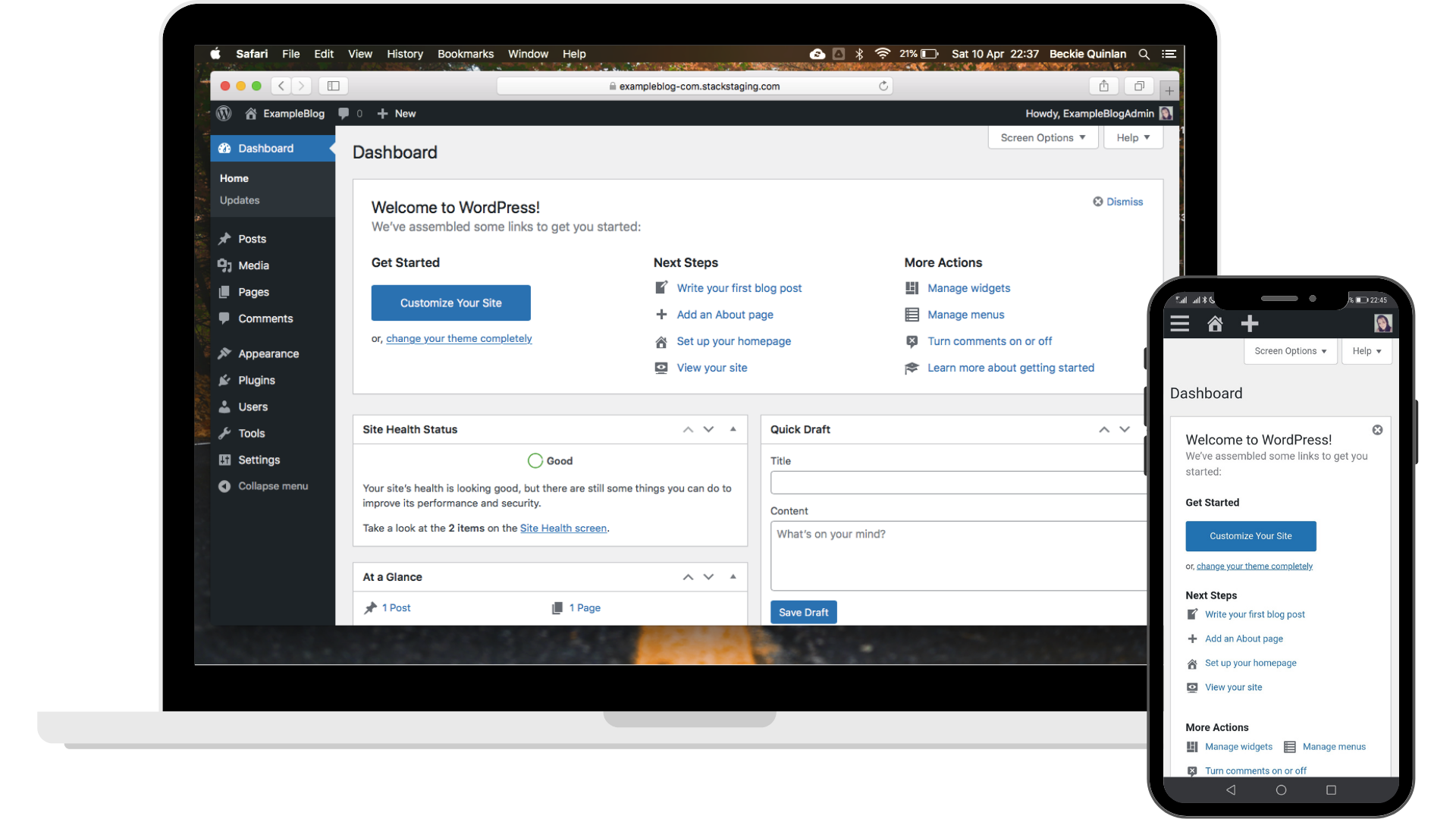 WordPress Care Plans 1 WordPress on Laptop and Phone